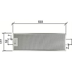 Whirlpool Metaalfilter 481248058305 533x177x10mm van Alapure MFR52