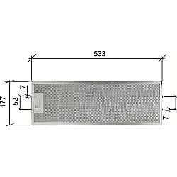 Alapure Metaalfilter geschikt voor Ikea 481248058305 533x177x10mm