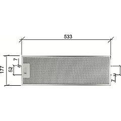 Alapure Metaalfilter geschikt voor Whirlpool 481248058305 533x177x10mm