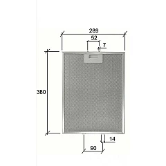 Alapure Metaalfilter geschikt voor Elica 380x290mm GF03RB