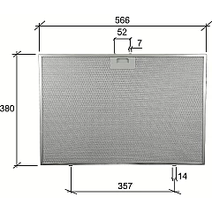 Alapure Metaalfilter geschikt voor Whirlpool 488000302744 565x380x8mm
