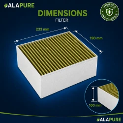 Alapure CleanAir Plus Koolstoffilter geschikt voor Bosch 11033934 met Anti-Fish