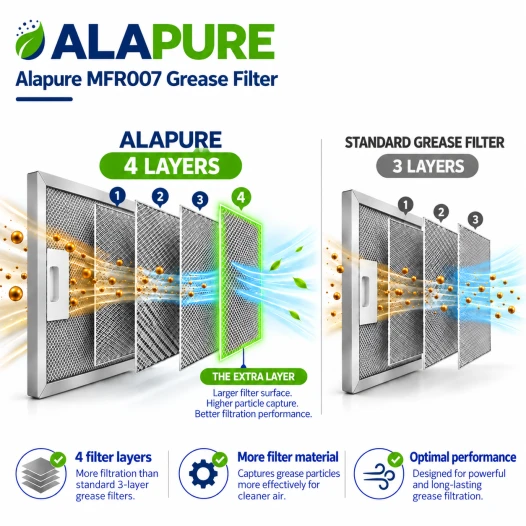 Alapure Metaalfilter geschikt voor Novy 563-8045 / 6830020 308x148mm