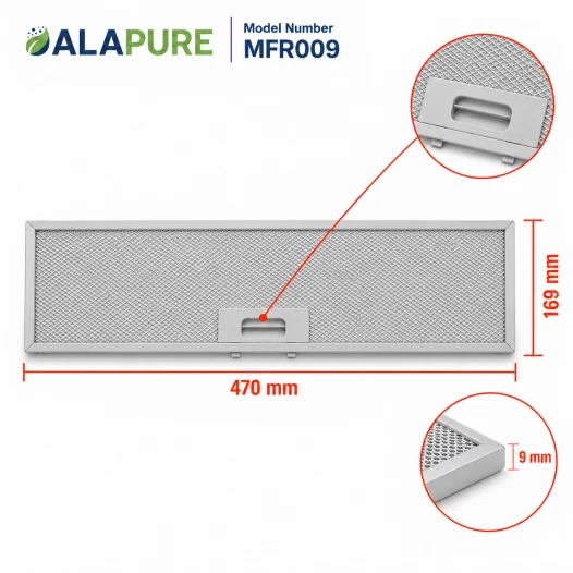 Alapure Metaalfilter geschikt voor Arthur Martin 4055380804 470x169x9mm