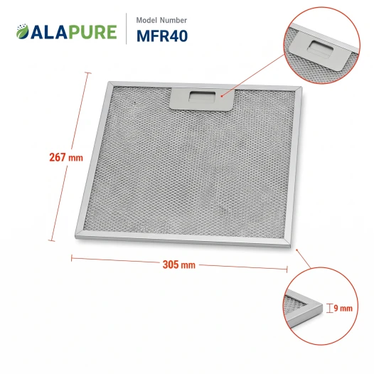 Alapure Metaalfilter geschikt voor Hotpoint-Ariston 480122102168 306x267x9mm