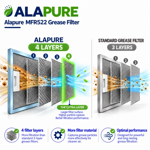 Alapure Metaalfilter geschikt voor Ikea 133.0176.352 166x516mm