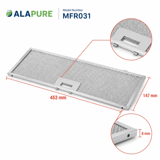Alapure Metaalfilter geschikt voor Elica 452x148x14mm GF02VC