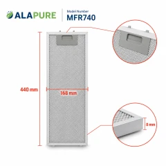 Alapure Metaalfilter geschikt voor Klarstein 10034875 / Paolo 52 168x440mm