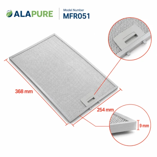 Alapure MFR051 Geschikt voor Miele Metaalfilter 8270400 368x254x9mm