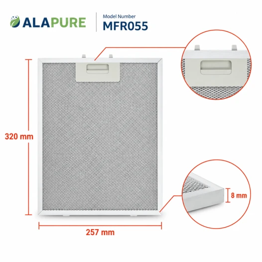 Alapure Metaalfilter geschikt voor Atag 18831 / 88017203 318x258x8mm