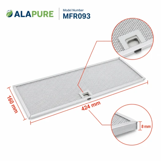Alapure Metaalfilter geschikt voor Zanker 50286533000 160x424mm (2st.)