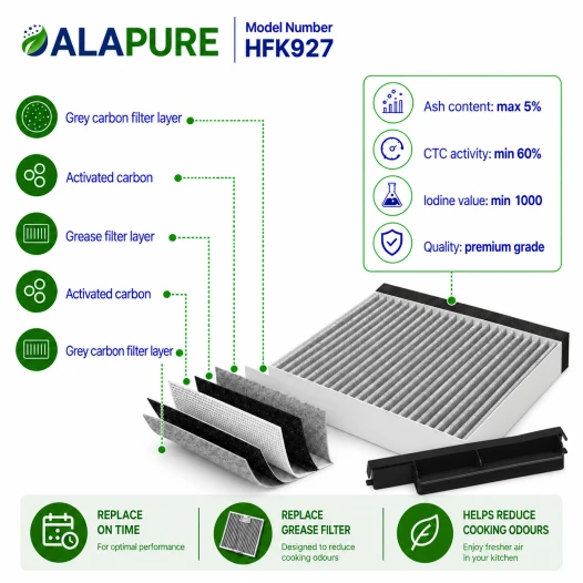Alapure CleanAir Koolstoffilter geschikt voor Siemens 17006795 / LZ10DXA00 / 11022296