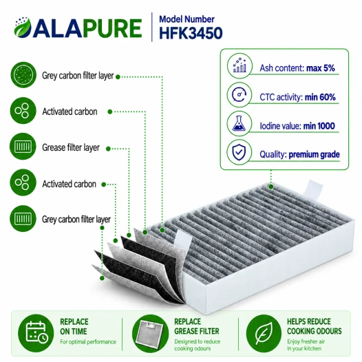 Alapure HFK3450 Geschikt voor Miele Koolstoffilter DKF31-P