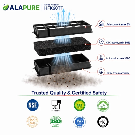 Alapure HFK60TT Koolstoffilter geschikt voor MCFE18 / 9029801199 / 484000008973 / 4055356002 / Type 60